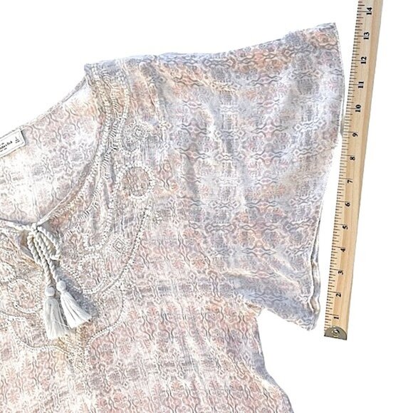 Y2K Abercrombie & Fitch Embroidered Boho Crop Rope Tassels Coastal Cowgirl Sz L - Picture 10 of 13